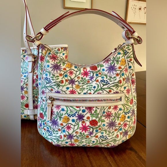 Dooney & Bourke Floral Rainbow Zipper Set, Tote & Convertible Crossbody, Y2K - Picture 3 of 17